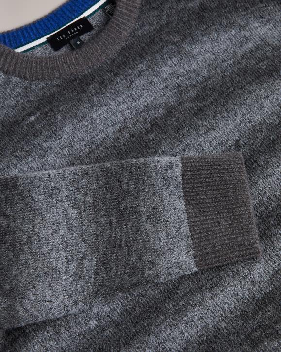 Ted Baker Abulti Regular Fit Striped Jumper Light Gray Clothing Men TLPL1291