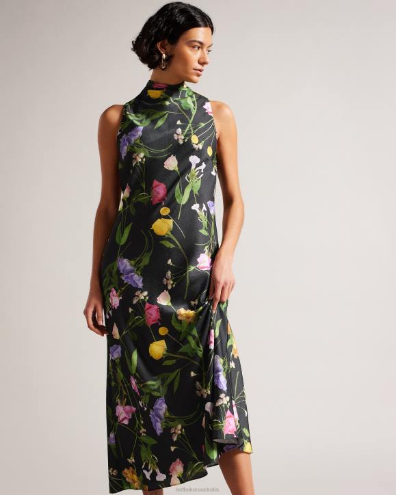 Ted Baker Addilin Cowl Neck Midi Slip Dress Black Clothing Women TLPL177