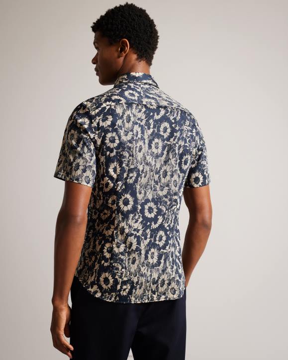 Ted Baker Aibsho Short Sleeve Floral Print Shirt Tan Clothing Men TLPL1529