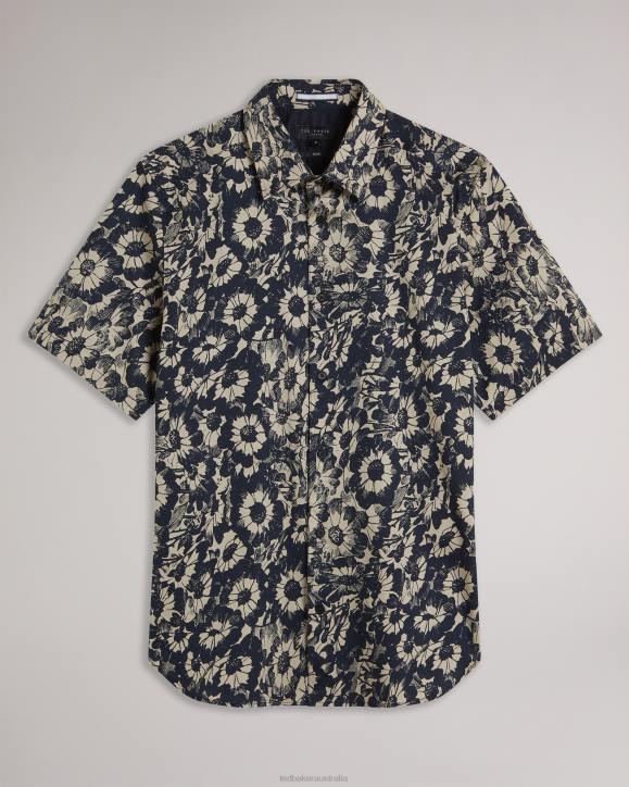 Ted Baker Aibsho Short Sleeve Floral Print Shirt Tan Clothing Men TLPL1529
