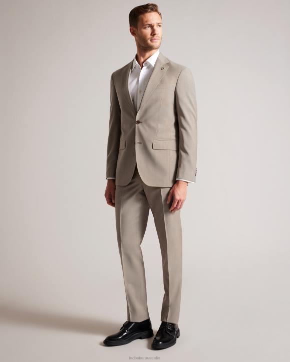 Ted Baker Alconaj Pure Wool Sharkskin Suit Jacket Natural Clothing Men TLPL1569
