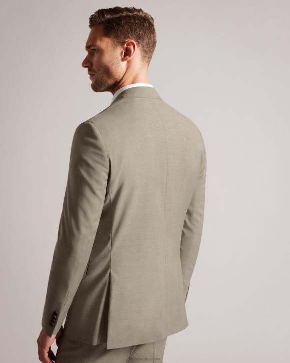 Ted Baker Alconaj Pure Wool Sharkskin Suit Jacket Natural Clothing Men TLPL1569