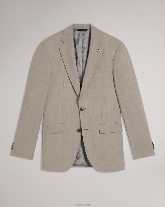 Ted Baker Alconaj Pure Wool Sharkskin Suit Jacket Natural Clothing Men TLPL1569