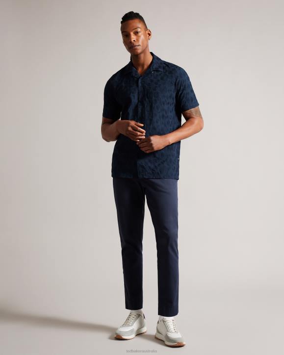 Ted Baker Allbury Short Sleeve Circle Embroidery Shirt Navy Clothing Men TLPL1302