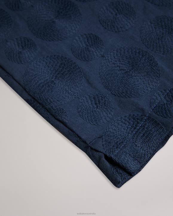 Ted Baker Allbury Short Sleeve Circle Embroidery Shirt Navy Clothing Men TLPL1302