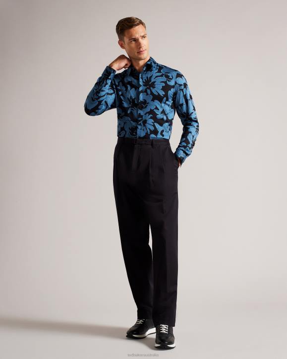 Ted Baker Altlo Long Sleeve Floral Print Shirt Medium Blue Clothing Men TLPL1253