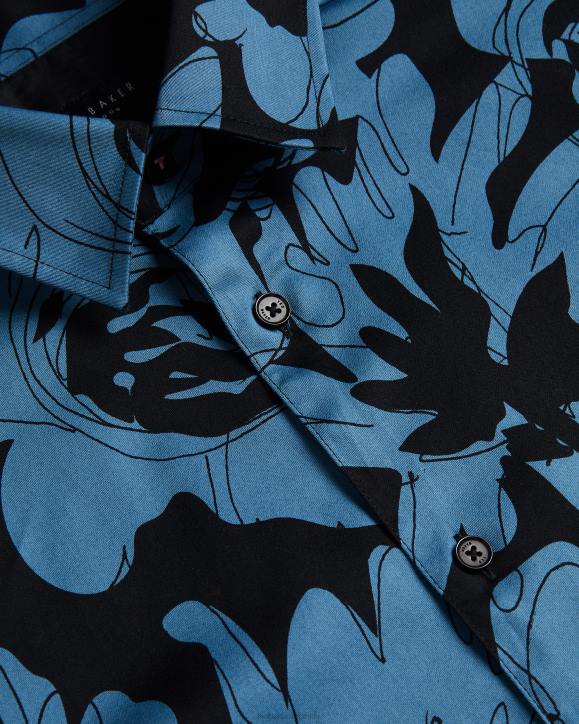 Ted Baker Altlo Long Sleeve Floral Print Shirt Medium Blue Clothing Men TLPL1253