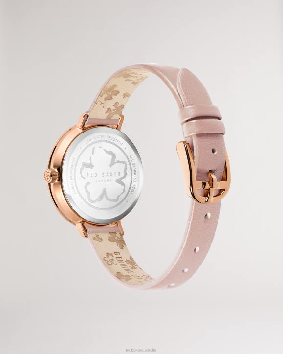 Ted Baker Ammmy Magnolia Detail Leather Watch Pink Accessories Women TLPL972