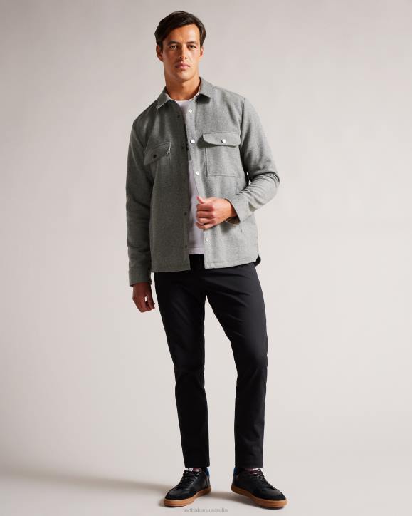 Ted Baker Anderby Long Sleeve Wool Blend Overshirt Gray Clothing Men TLPL1249