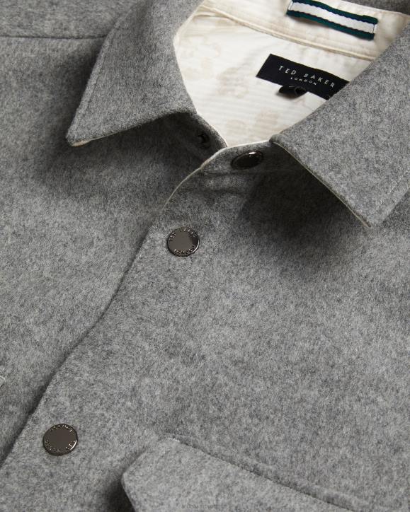 Ted Baker Anderby Long Sleeve Wool Blend Overshirt Gray Clothing Men TLPL1249