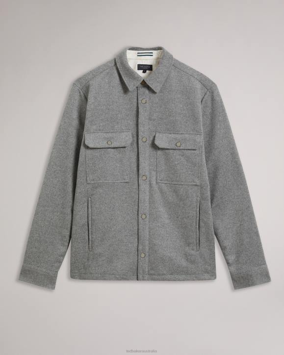 Ted Baker Anderby Long Sleeve Wool Blend Overshirt Gray Clothing Men TLPL1249