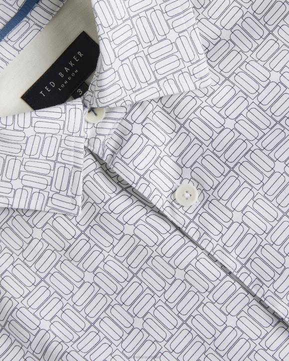 Ted Baker Andover Long Sleeve Geometric Print Shirt White Clothing Men TLPL1521