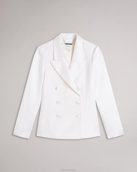 Ted Baker Astaa Linen Blend Tuxedo Jacket Cream Clothing Women TLPL421