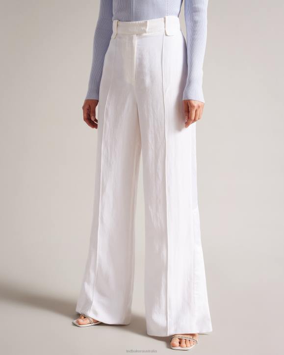 Ted Baker Astaat Wide Leg Tuxedo Trousers With Side Split Cream Clothing Women TLPL311
