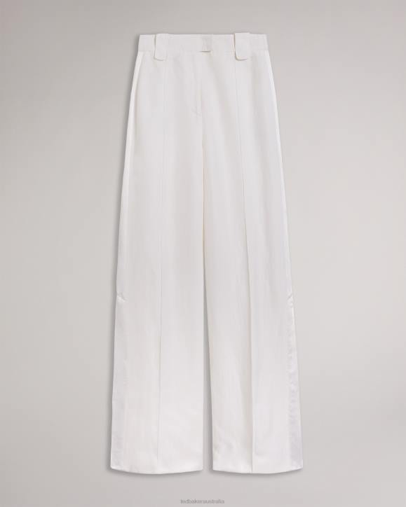Ted Baker Astaat Wide Leg Tuxedo Trousers With Side Split Cream Clothing Women TLPL311