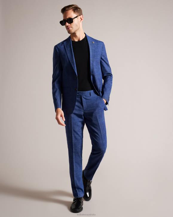 Ted Baker Audenj Wool And Linen Check Suit Jacket Navy Clothing Men TLPL1359