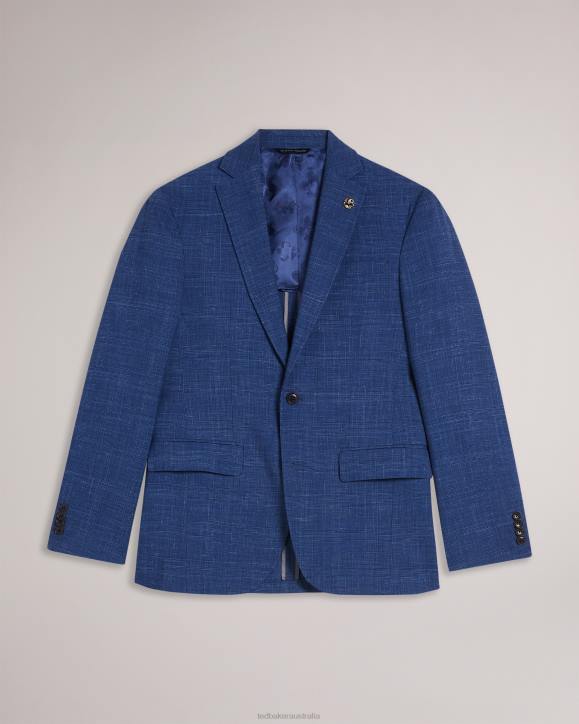 Ted Baker Audenj Wool And Linen Check Suit Jacket Navy Clothing Men TLPL1359