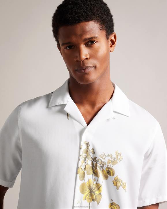 Ted Baker Bedmon Short Sleeve Botanical Print Shirt White Clothing Men TLPL1370