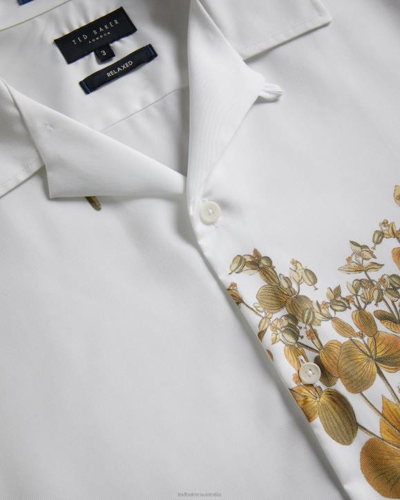 Ted Baker Bedmon Short Sleeve Botanical Print Shirt White Clothing Men TLPL1370