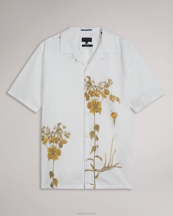 Ted Baker Bedmon Short Sleeve Botanical Print Shirt White Clothing Men TLPL1370