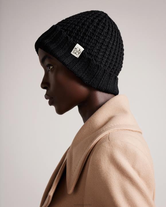 Ted Baker Beka Waffle texture beanie hat Black Accessories Women TLPL1196