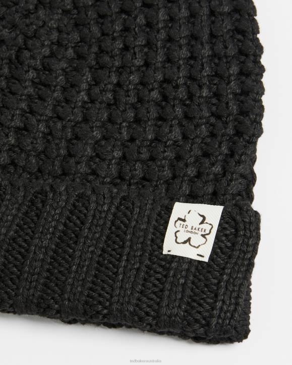 Ted Baker Beka Waffle texture beanie hat Black Accessories Women TLPL1196
