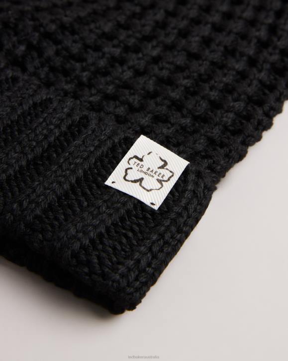 Ted Baker Beka Waffle texture beanie hat Black Accessories Women TLPL1196