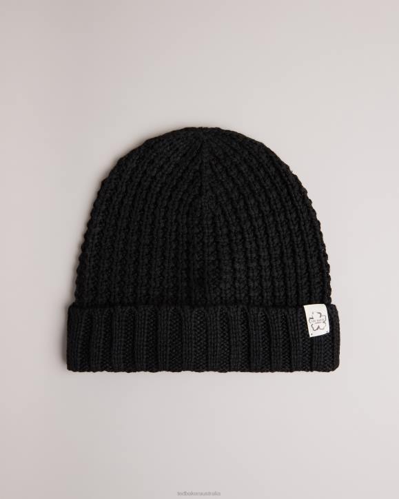 Ted Baker Beka Waffle texture beanie hat Black Accessories Women TLPL1196