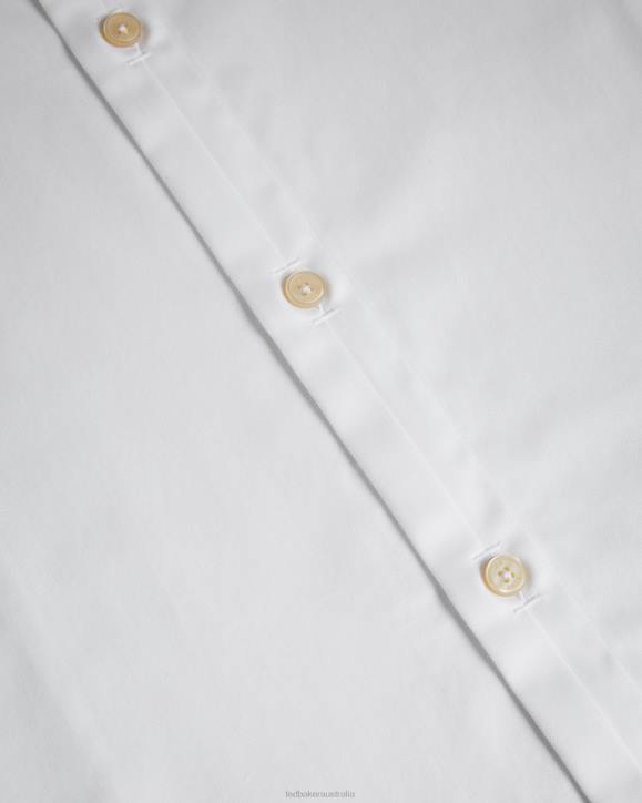 Ted Baker Bellow Long Sleeve Satin Stretch Shirt White Clothing Men TLPL1426
