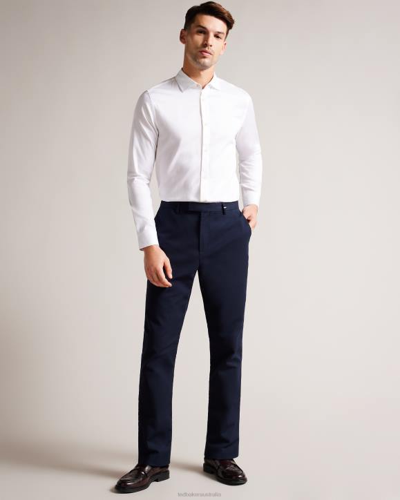 Ted Baker Bellow Long Sleeve Satin Stretch Shirt White Clothing Men TLPL1426