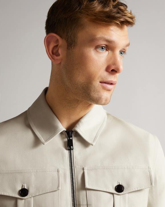 Ted Baker Bodley Double Faced Short Jacket Ecru Clothing Men TLPL1527