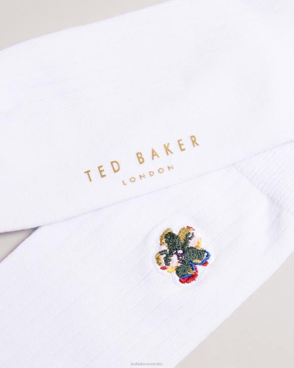 Ted Baker Boelow Flower Embroidery Sock WHITE Accessories Men TLPL1838