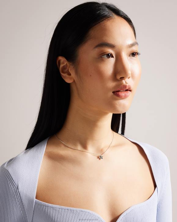 Ted Baker Braddie Blossom Pendant Necklace Silver Color Jewelry Women TLPL1029