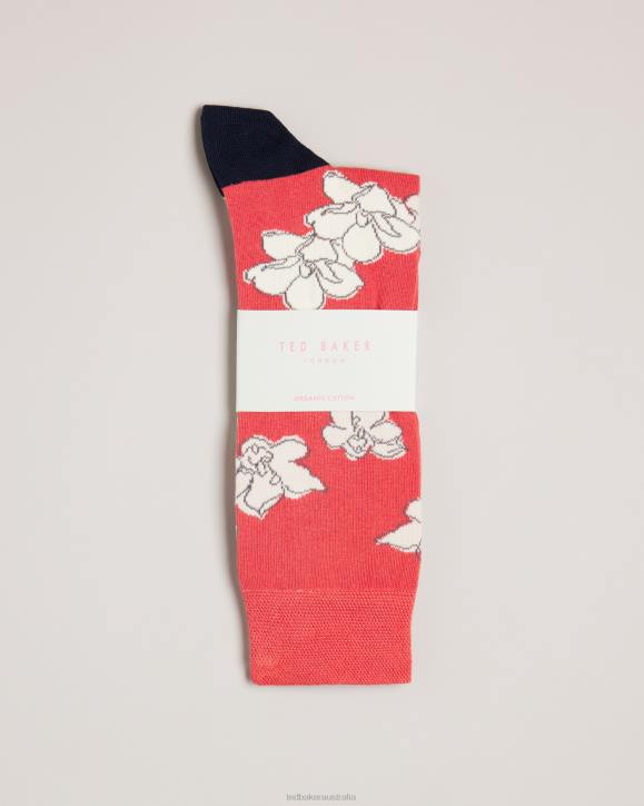 Ted Baker Britesk Bright Floral Socks Orange Accessories Men TLPL1969