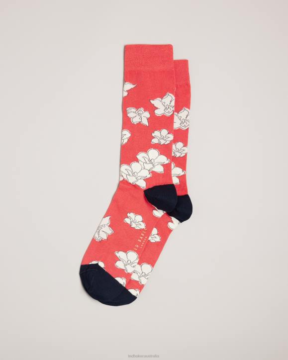 Ted Baker Britesk Bright Floral Socks Orange Accessories Men TLPL1969