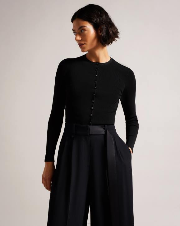 Ted Baker Camilda Rayon Cropped Cardigan Black Clothing Women TLPL399