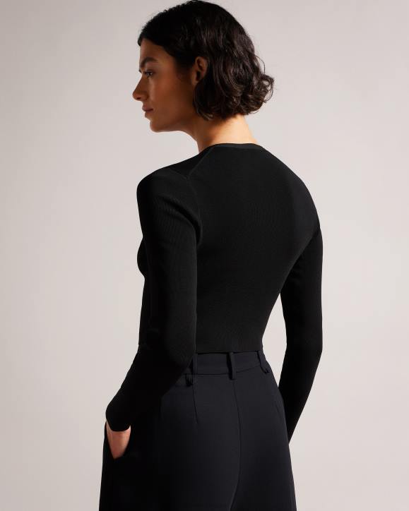 Ted Baker Camilda Rayon Cropped Cardigan Black Clothing Women TLPL399