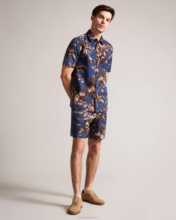 Ted Baker Canriya Botanical Print Shorts Navy Clothing Men TLPL1457