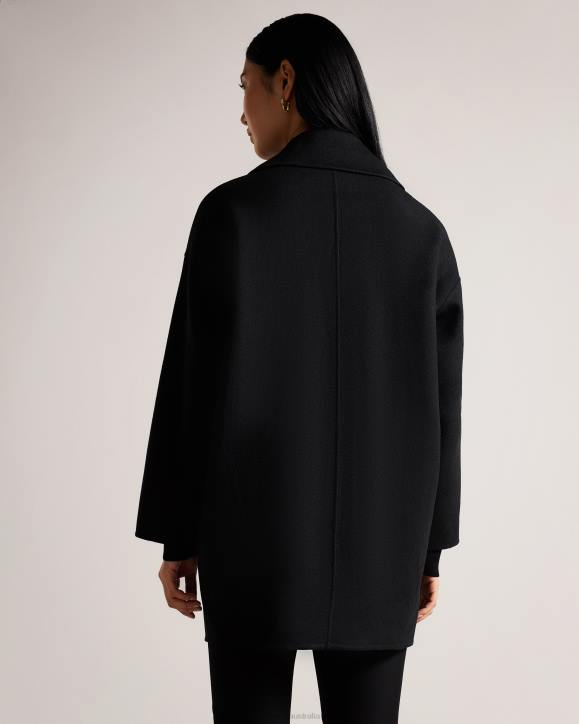 Ted Baker Caysa Cocoon Coat With Oversized Collar Black Clothing Women TLPL456