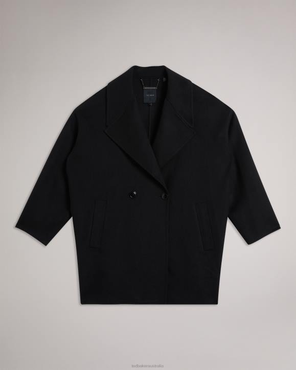 Ted Baker Caysa Cocoon Coat With Oversized Collar Black Clothing Women TLPL456