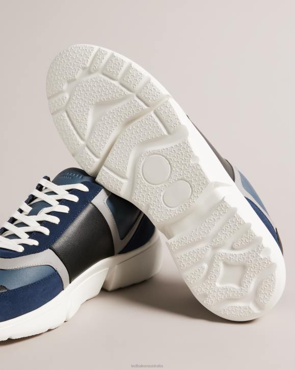 Ted Baker Cecyle Leather Trainers Navy Shoes Men TLPL1863