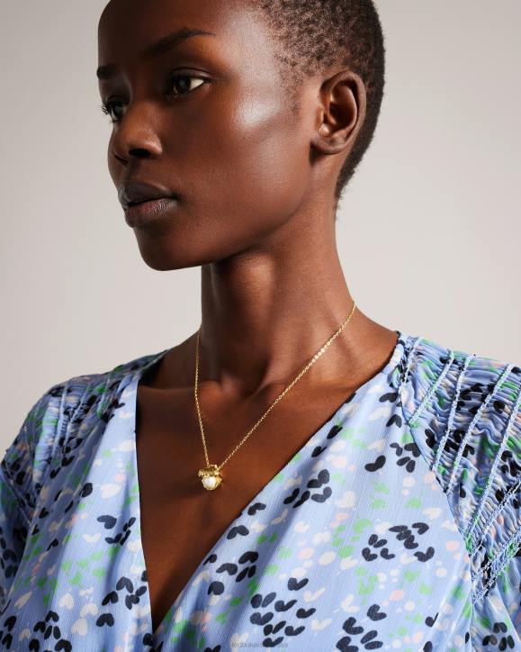 Ted Baker Clamra Clam Shell Pendant Necklace Gold Color Jewelry Women TLPL1046