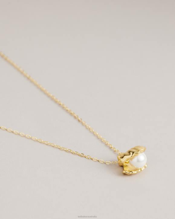 Ted Baker Clamra Clam Shell Pendant Necklace Gold Color Jewelry Women TLPL1046
