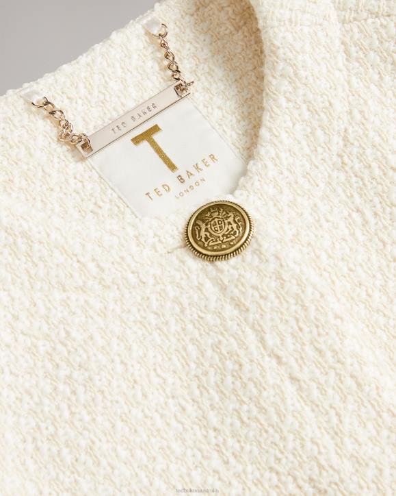Ted Baker Cremla Cropped Boucle Button Through Jacket Natural Clothing Women TLPL126