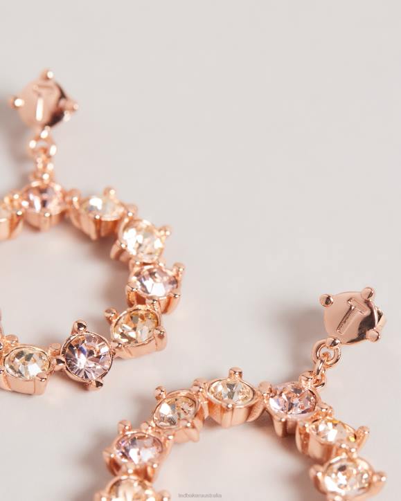 Ted Baker Crissty Crystal Hoop Drop Earrings Rosegold Color Jewelry Women TLPL1021