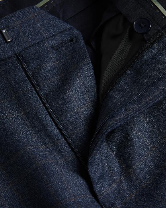 Ted Baker Cromts Pure Wool Check Suit Trousers Navy Clothing Men TLPL1474