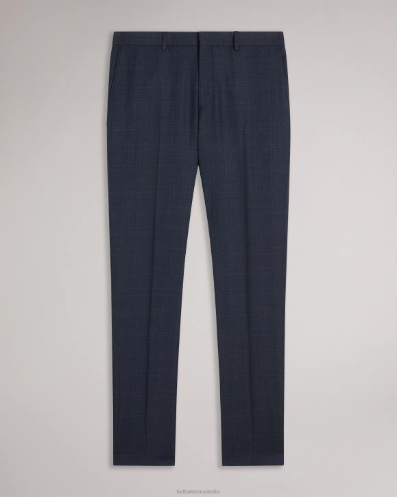 Ted Baker Cromts Pure Wool Check Suit Trousers Navy Clothing Men TLPL1474