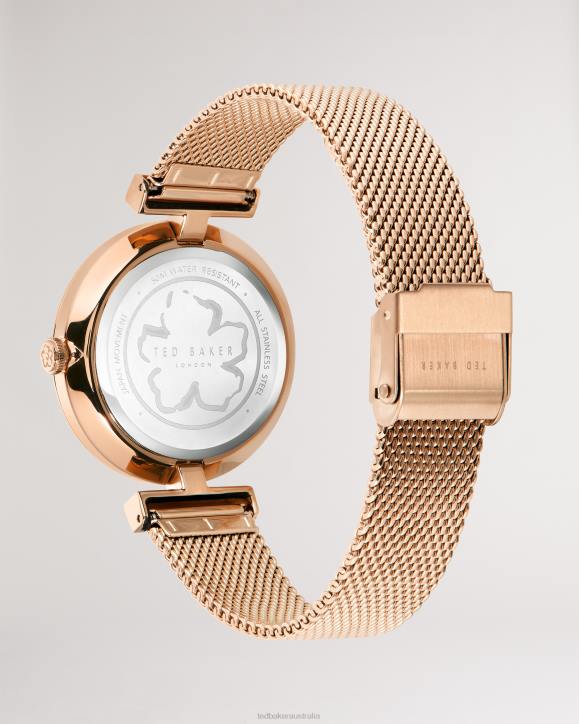 Ted Baker Darbea T Frame Mesh Strap Watch Rosegold Color Accessories Women TLPL1134