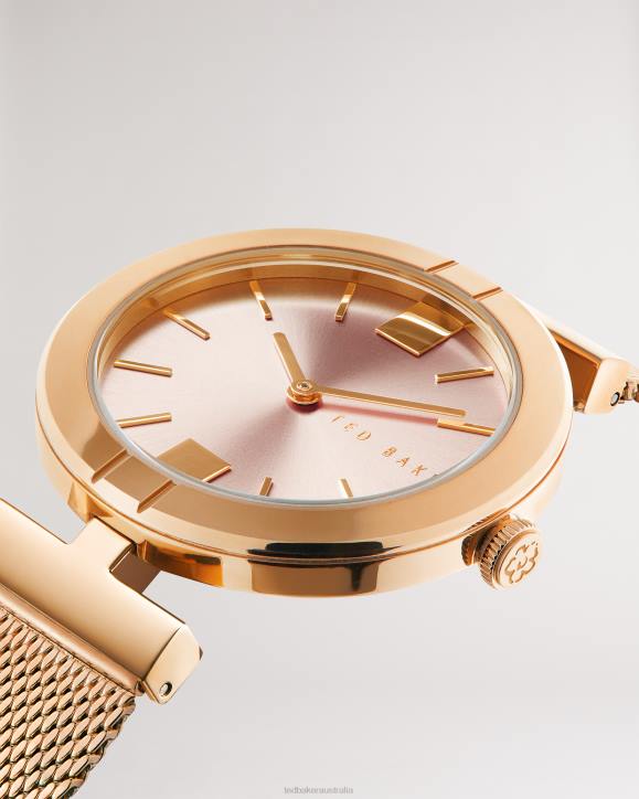 Ted Baker Darbea T Frame Mesh Strap Watch Rosegold Color Accessories Women TLPL1134