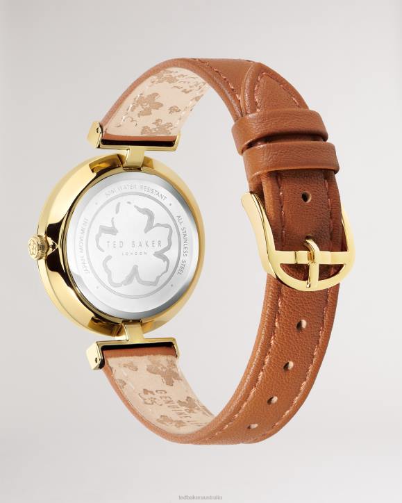 Ted Baker Darbii T Frame Leather Strap Watch Tan Accessories Women TLPL1053